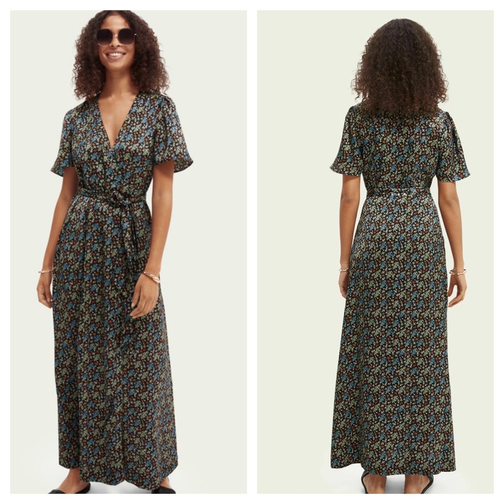 Scotch & Soda Floral Print Wrap Maxi dress